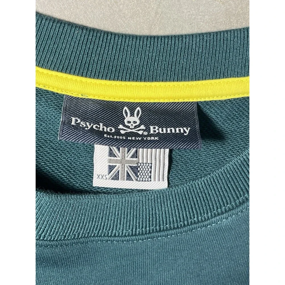 Psycho Bunny Sweatshirt Cooper Split Bunny Logo B6S840U1FT-PCR Men's Size XXS